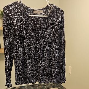 LOFT Black and White Polka Dot Blouse